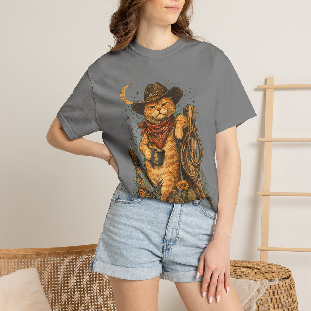 Cowboy Cat T-Shirt — Western Cat Graphic Tee with Lasso & Bandana