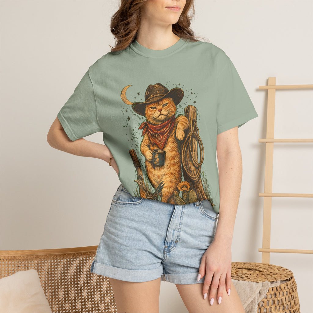 Cowboy Cat T-Shirt — Western Cat Graphic Tee with Lasso & Bandana