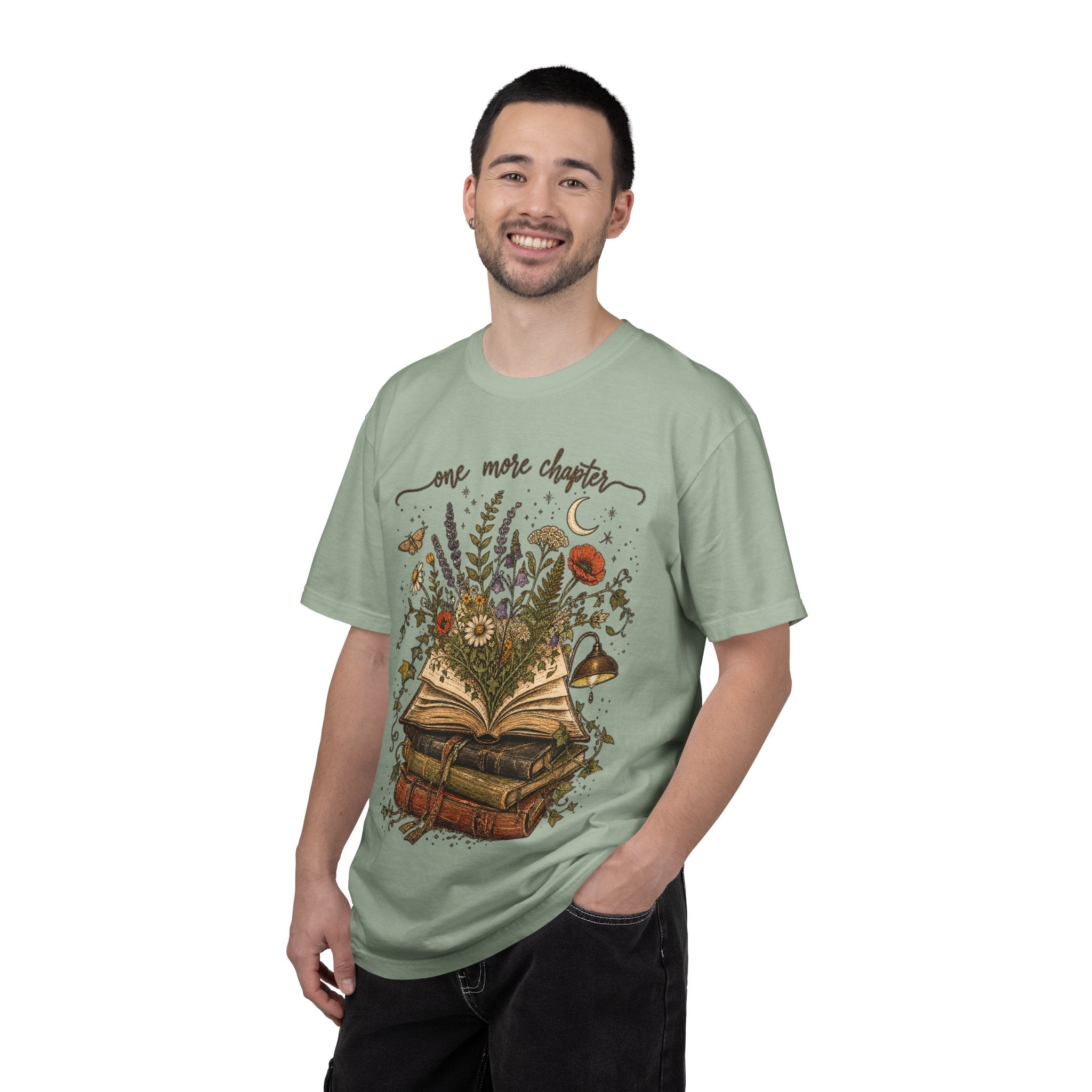 Book Lover T-Shirt — "One More Chapter" Floral Open Book Design