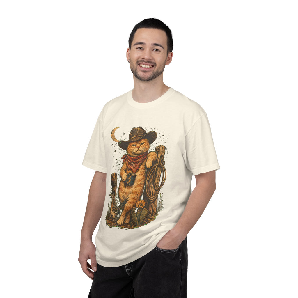 Cowboy Cat T-Shirt — Western Cat Graphic Tee with Lasso & Bandana