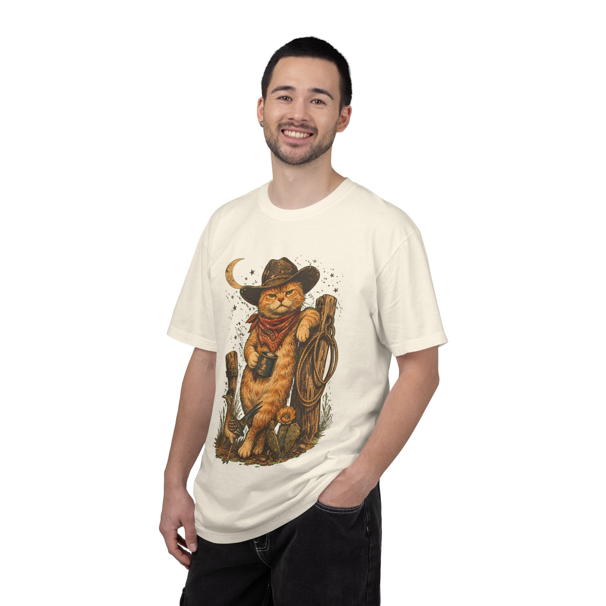 Cowboy Cat T-Shirt — Western Cat Graphic Tee with Lasso & Bandana