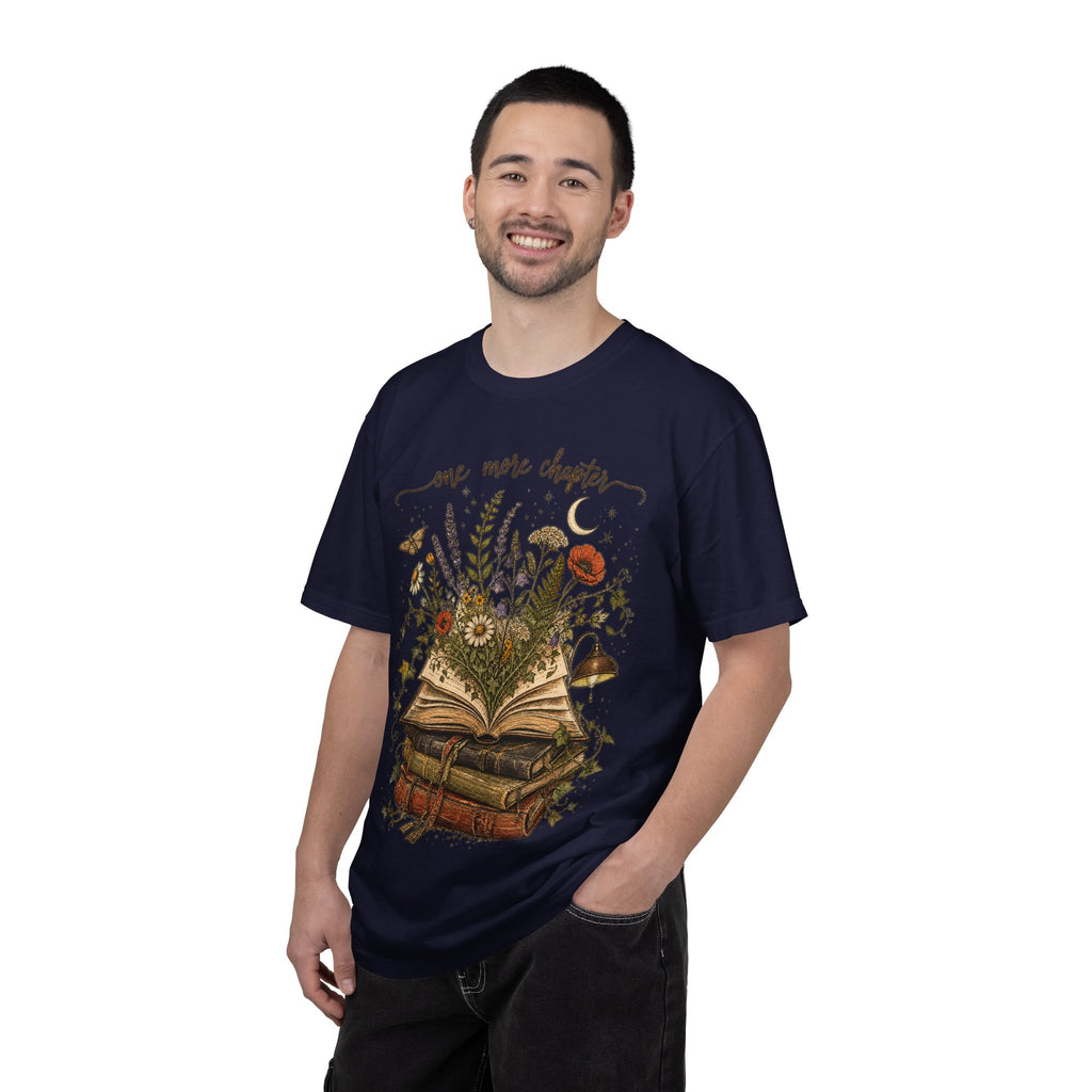 Book Lover T-Shirt — "One More Chapter" Floral Open Book Design