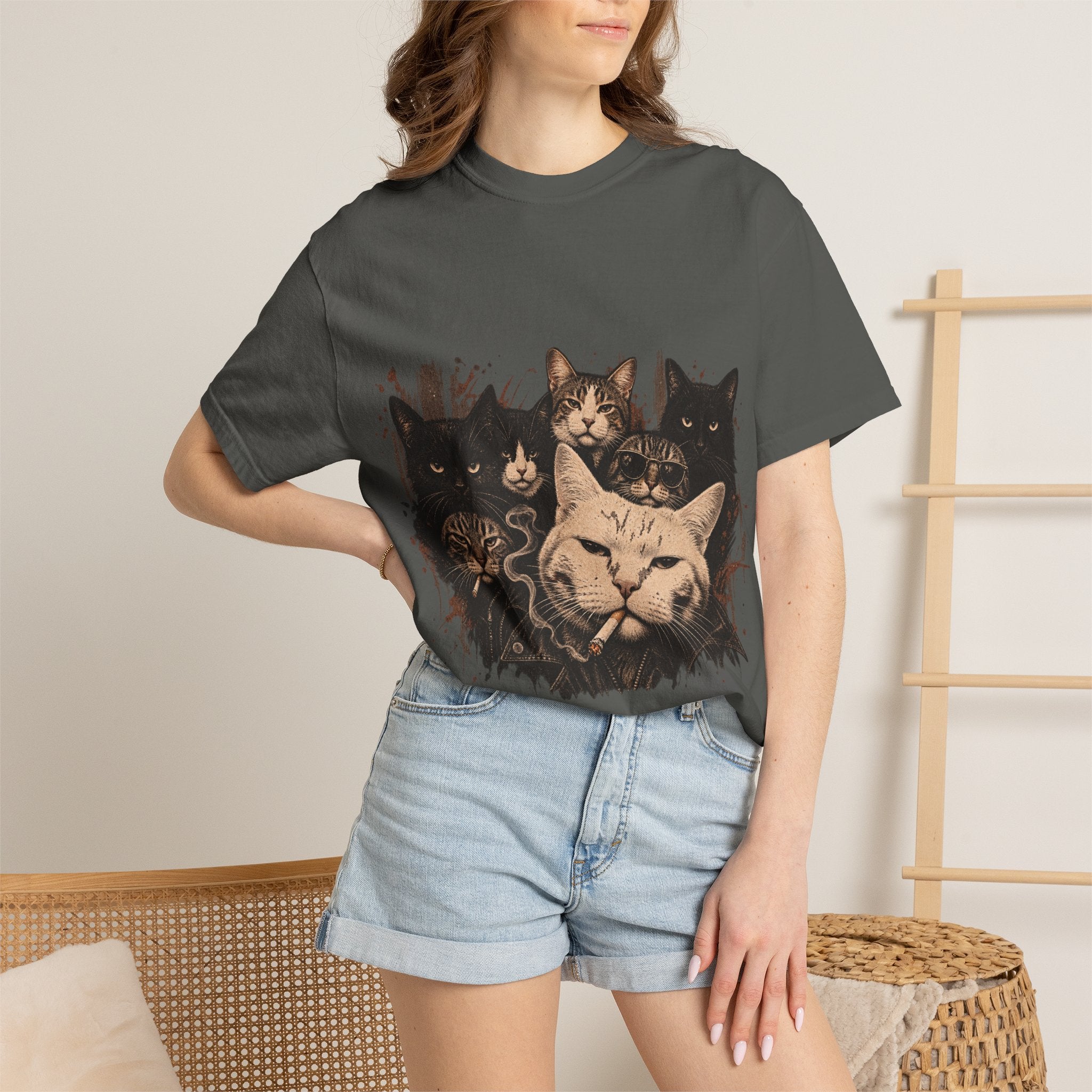 Cat Pack Graphic T-Shirt — Vintage Multi-Cat Illustration Tee