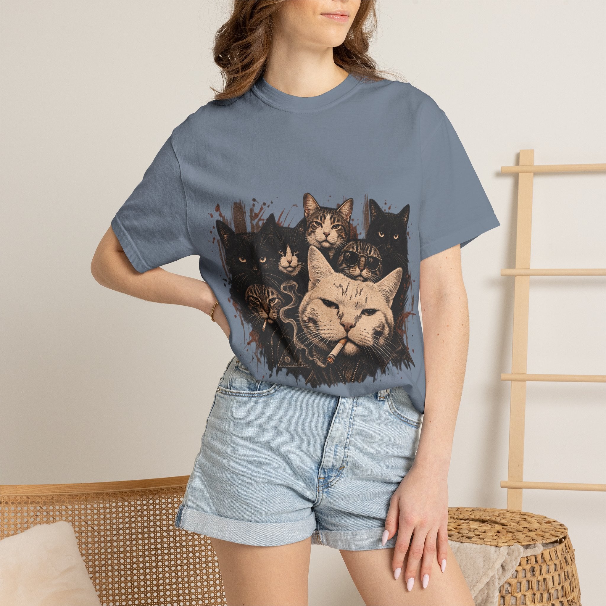 Cat Pack Graphic T-Shirt — Vintage Multi-Cat Illustration Tee
