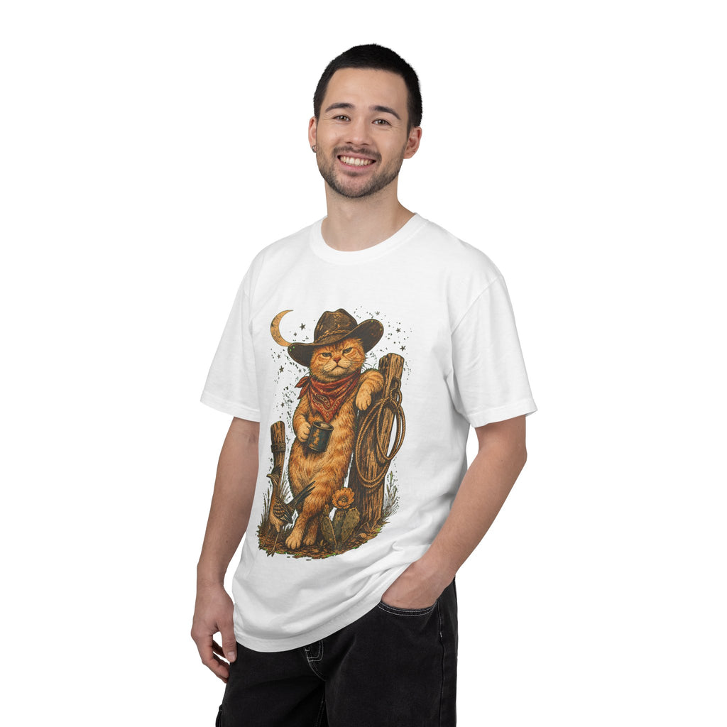 Cowboy Cat T-Shirt — Western Cat Graphic Tee with Lasso & Bandana