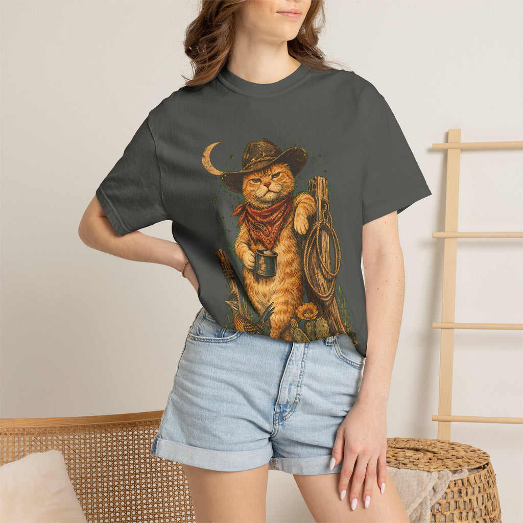 Cowboy Cat T-Shirt — Western Cat Graphic Tee with Lasso & Bandana