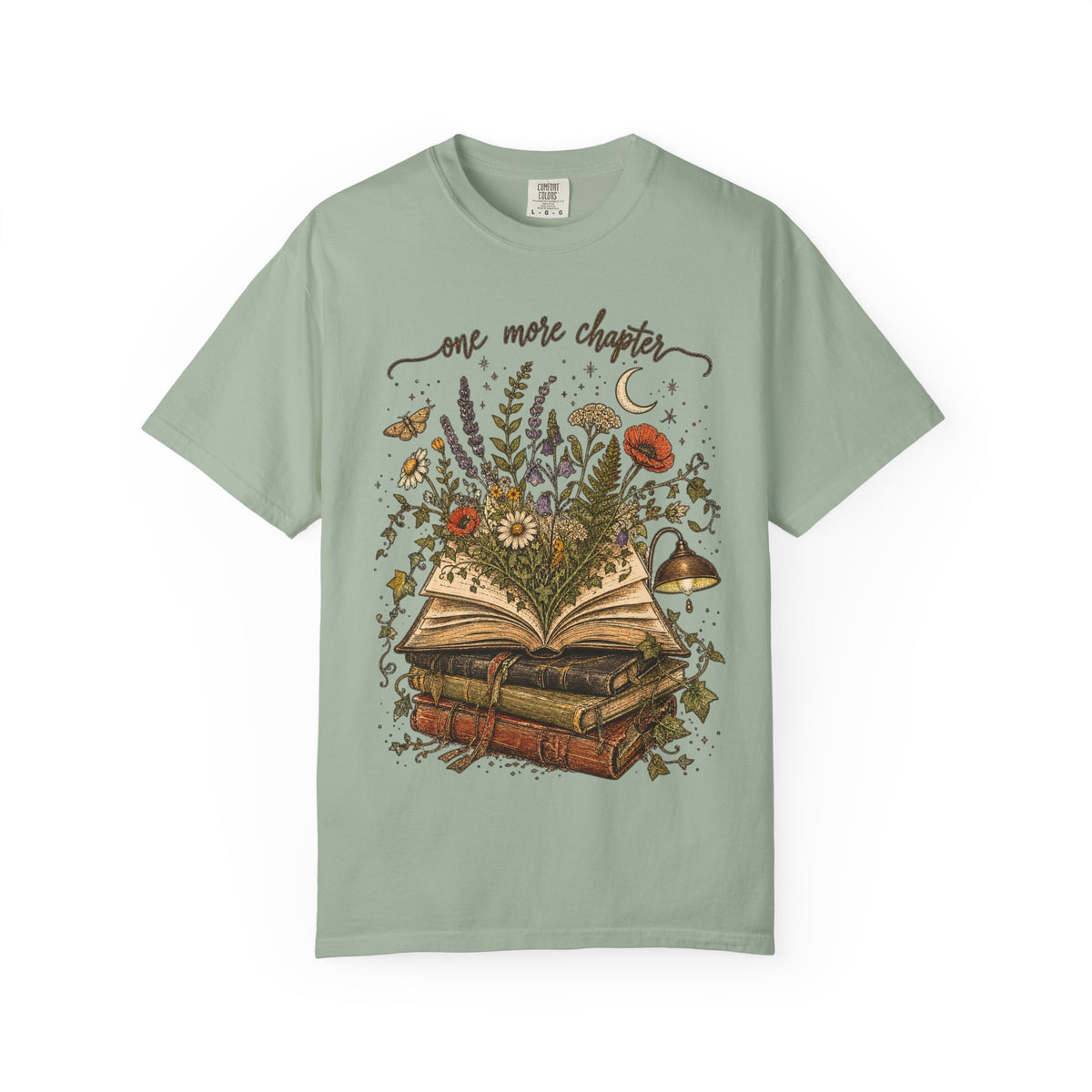 Book Lover T-Shirt — "One More Chapter" Floral Open Book Design