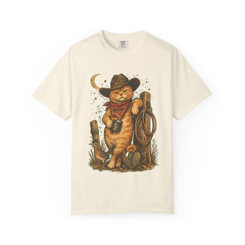 Cowboy Cat T-Shirt — Western Cat Graphic Tee with Lasso & Bandana