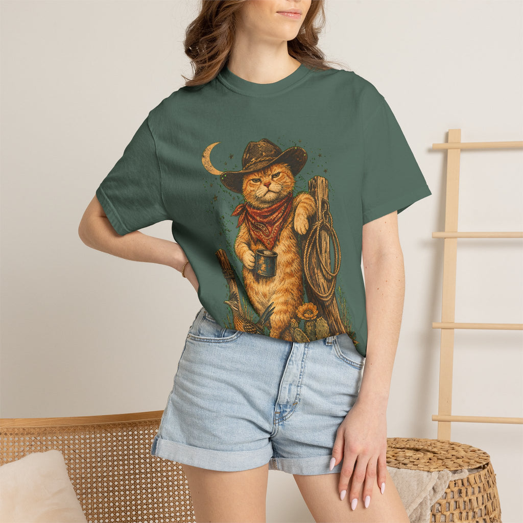 Cowboy Cat T-Shirt — Western Cat Graphic Tee with Lasso & Bandana