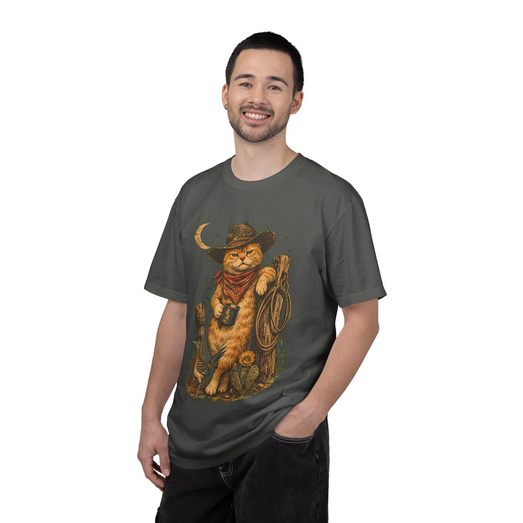 Cowboy Cat T-Shirt — Western Cat Graphic Tee with Lasso & Bandana