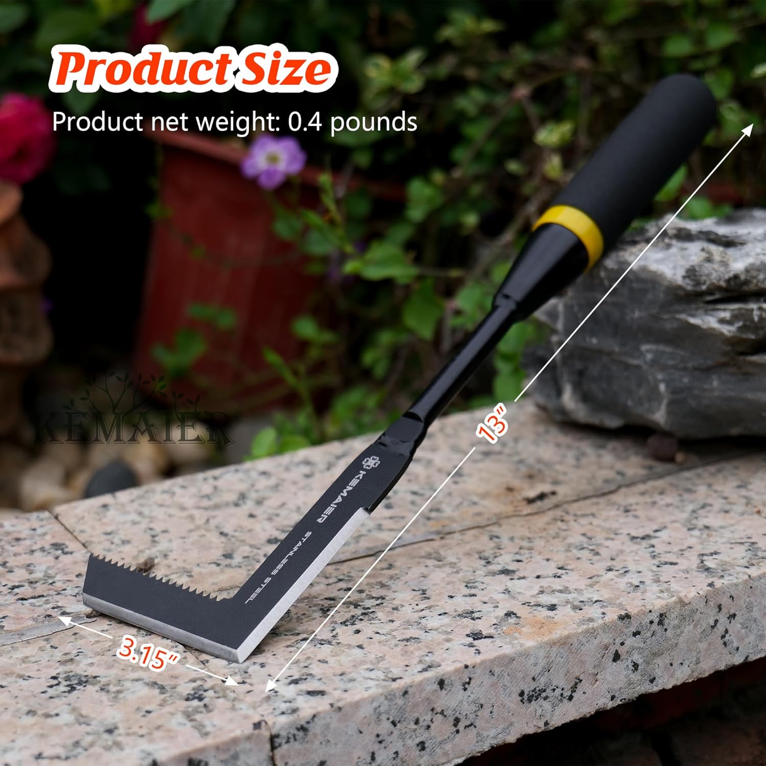 Kemaier Garden Tool Set - Featuring a Heavy-Duty Stainless Steel Hand Cultivator, Transplant Shovel, Trowel, Crack Weeder, and Dandelion Weeder - The Ultimate, Unbreakable Gardening Gift