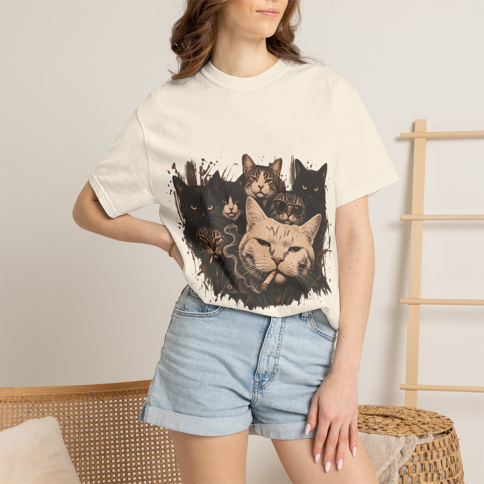Cat Pack Graphic T-Shirt — Vintage Multi-Cat Illustration Tee